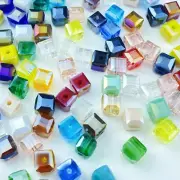 Crystal Glass Beads 200 Pieces 4Mm Cube Crystal Glass Beads Faceted Square Shape