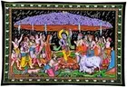 Lord Krishna Lifts Govardhan Mountain Cotton Tapestry