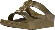 [FitFlop] Women's Halo Bead-Circle Metallic H-bar Slides Wedge Sandal