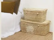 Wicker Storage Trunk, Palm Leaf Storage Trunk Storage Basket, PERSONALIZED Wicke
