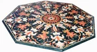 42" Green Marble dining coffee Table semi precious stones inlay handmade
