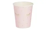 Pamper Party Gold Foiled And Pink Sleepy Eyes Paper Cups 8 Pack
