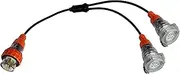 Adapter Splitter Extension Lead 20A 5 Pin Plug to 2 x 3 Pin 20A Round Single Phase Socket, Heavy Duty
