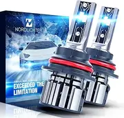 N NORDLICHTER 9007 Fog Light, HB5 Light Bulbs 16000LM 70W 6500K Xenon White Extremely Super Bright Plug & Play Halogen Replacement with Cooling Fan, Pack of 2