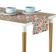 Floral & Feathers Blue Table Runners 12"x72" or 14"x108"