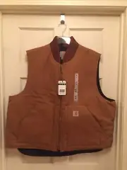 Men’s Carhartt Vest Size 2XL Zip Front Quilted Classic Brown New With Tags
