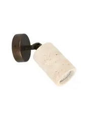 Traviato 1 Light Spot Light in Travertine with Bronze Details