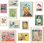 97 Decor Maximalist Eclectic Home Decor - Colorful Wall Art Prints Set for Bedroom, Japanese Contemporary Art Museum Gallery Painting (UNFRAMED)