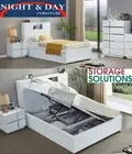 Eden Queen Gas lift storage 3 pce bedroom suite Touch light & usb Port White Bed