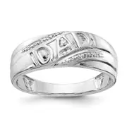 Solid 14k White Gold AA Simulated CZ Men's Dad Ring