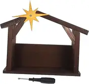 TOPPERFUN Jesus Nativity Scene Decoration Traditional Wooden Manger Crafted Christmas Religious Decor for and Home Tabletop Display