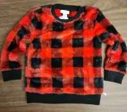 Cat And Jack 3T Kids Pullover Sherpa Black And Red