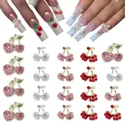 Cherry Nail Charms for Nails Design 3D Nail Gems Gold Nail Rhinestones Nail A...