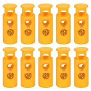 30Pcs 4mm Cord Lock Plastic Double Hole Spring Toggle Stoppers, Yellow