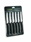 NEW Scanpan Soft Touch Spectrum 6 piece Steak Knife Set Black Serrated Wavy Edge