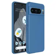 For Google Pixel 8 Pro Silicone Silky Soft Case with Microfiber TPU Ultra Slim Anti Scratch Shockproof Cover (Blue)