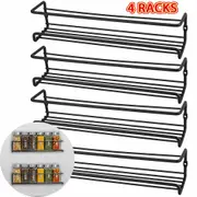 Fin 4Pcs Spice Racks Organiser With Adhensive Stickder &Screws Kitchen &Pantry Shelf
