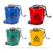 Cleanlink Heavy-duty Metal Wringer Mop Bucket 16L - Blue