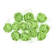 144Pcs 0.98" Mini Rose Artificial Flower Heads Bulk with Stem & Gauze, Green