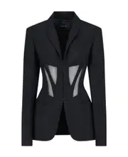 Mugler Mesh Panelled Corset Blazer FR38 Black