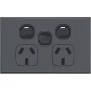 Slim GPO Dual Power Point Socket with Extra Power Switch - Matte Black