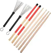 BIUDECO 1 Set Drumstick Set with Wire Brush Practical Accessories Drum Sticks Elegant with Carry Bag for Jazz Fusion Drumming Smooth Performance