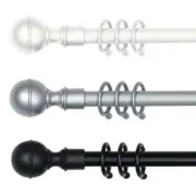 19mm Metal Curtain Pole Rod Elegant Rod Rail Finial Set Extendable Adjustable
