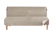 Sofa Slipcover Water Resistant Sofa Cover Reversible Quilted Armless Furniture Protector with Elastic Straps-Khaki