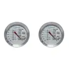 2x Cuisena Round Analogue Stainless Steel Glass Meat Thermometer Cooking Silver
