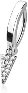 [Pierced Owl] 14GA 316L Stainless Steel Dangling CZ Crystal Spike Hinged Curved Bar Clicker Belly Button Ring