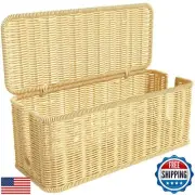 Quszmd Cable Management Box,Handwoven Imitation Rattan Cord Hider Organizer B