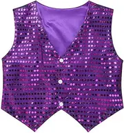 [DRHOM] Kids Boys Girls Sequins Waistcoat Sleeveless V neckline Hip-Hop Jazz Dance Party Stage Performance Jacket Vest Costume