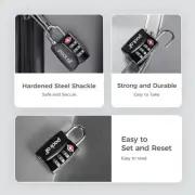 Pack all TSA Approved Cable Luggage Locks, 3 Digit 2 pcs Lock Black combination