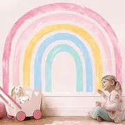DECOWALL SG4-2429 Watercolor Rainbow Wall Stickers Kids Decals Playroom Décor Room Girl Large Nursery Toddler Peel and Stick Baby Art Classroom