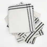 LivinEase Dish Cloths for Kitchen - Cotton Blend Tea Towels - Pack of 6 (30 x 30) Tea Towels Set- Absorbent T Towels (White-Black Stripes)