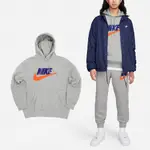 NIKE 耐吉 帽T CLUB FLEECE 男款 灰 橘 內刷毛 寬鬆 基本款 連帽上衣 衛衣 FN3105-063