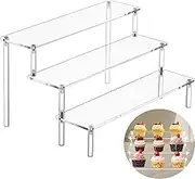 LxcshLjx 3 Tiered Acrylic Display Riser, Clear Perfume Stand Organizer, Cupcake Stand Risers, Acrylic Cosmetic Shelves, Display Shelf for Figures, Food, Desserts Holder, Collection, Vendor Product