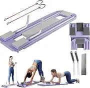 Pilates Board - Pilates Reformer for Home Gym Workouts, 5 in 1 Exercise Machine with Ab Rollers and Resistance Cord, 102x38.6 Cm, Suitable for Parks Hotels, Travelling