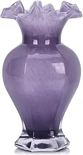 9.5" Tall Purple Glass Vase Beautiful Hand Blown Glass Decor Flowers Vases for Centerpieces, Modern Murano Glass Art Purple Vase, for Home Decor Table Entryway Wedding Decoration