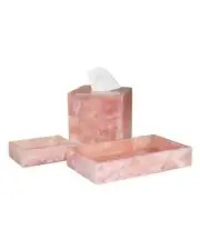 Rose Quartz Stone Vanity Accessories / Quartz Tissue box Home Office Decor