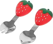 KOCKSHION 1 Set 's Stainless Steel Spoon and Fork Cutlery Spoons Feeding Chewable Tray Chopsticks Plates Utensils Flatware Titanium Frying Pan Tongs Red