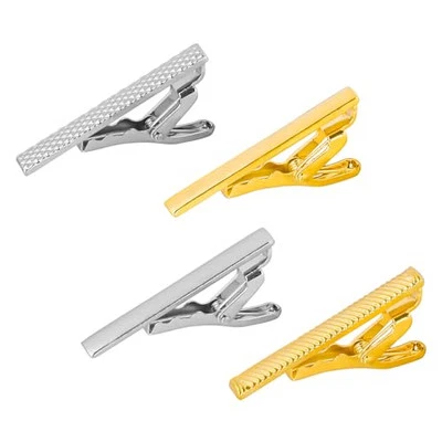 4pcs Short Tie Clips for Men 1.4 Inch, Tie Clip Black Gold Tie Bar Tie Bars