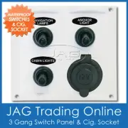 WHITE 3-GANG TOGGLE & 1 CIG SOCKET WATERPROOF SWITCH PANEL - Marine/Boat/RV