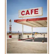 Galrie Retro Desert Cafe and Gas Station Art Photgraphy Print, Wood Frame, A4 21 x 30cm (8 x 12inch)