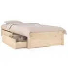 Bed Frame with Under Storage Drawers 90x190cm Pine Wood Mattress Base Platform