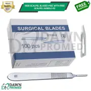 100 Sterile Surgical Blades #15C with FREE BP Scalpel Handle #3 Surgical ENT