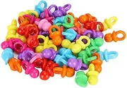 Pack of 100 Mini Dummies, Acrylic Colourful Baby Dummy Toy Baby Christening Soothing Mini Colour Toy for Baby Birthday Shower Party Decoration (Plain Mixing)