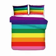 v5323 Bed Sheets Rainbow Stripe Bedding Duvet/Doona/Qu<wbr/>ilt Cover Set Size Pillowcase Bed Sheets IU5323