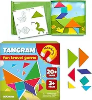 QUOKKA Magnet Game for Kids Ages 4-8 - Travel Toys for Toddlers 3-5 - Travel Activities for Kids - Car Games Tangram Puzzle 7 Geometric Shapes - 3 Difficulty Levels - Travel Gifts for Kids