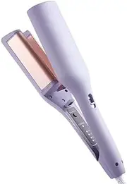 Omantic French Wave Curling Iron,Egg-Roll Hairstyle Water Ripple V,2 Barrel Ionic Wavy Hair Curler for Women,4 Temp Ceramic Hair Waver for Long Short Hair,Anti-Scald 15s Fast Heating (Purple)